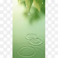 绿色树叶水纹H5背景素材
