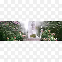 唯美梦幻欧式建筑花园海报被