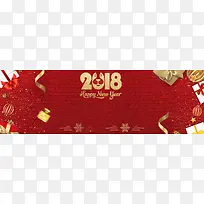 2018新年礼物小清新丝带红色banner