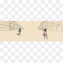 女鞋现代城市背景banner