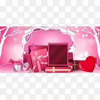 520告白日梦幻爱心礼物盒粉色背景