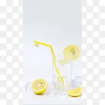 柠檬清凉简约盛夏时光H5海报背景分层下载