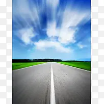 宽阔马路晴空背景素材