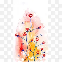 彩绘花草PSD分层H5背景素材