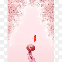 文艺桃花林背景素材