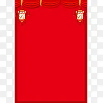 喜庆中国红灯笼简约木纹边框背景