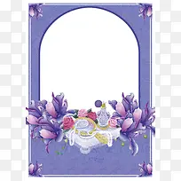 紫色浪漫花朵边框背景