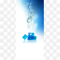 蓝色底纹透明泡泡香皂化妆品广告背景素材