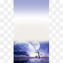 浪漫唯美插画风背景素材