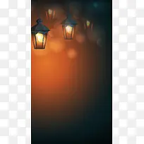 温暖夜晚灯光矢量背景图