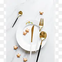 创意清新餐具背景素材