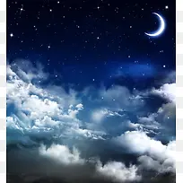 挂在繁星夜空中的月亮