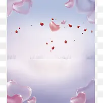 粉色浪漫气球PSD海报背景