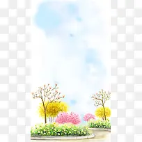 公园绿色走廊H5素材背景
