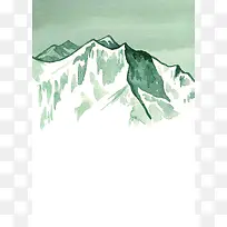 美式手绘水彩冰山水墨山脉贺卡请帖海报背景