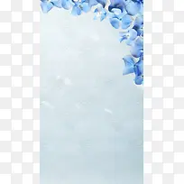 简约蓝色花瓣边框PSD分层H5背景素材