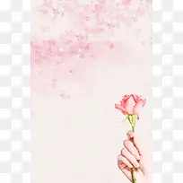粉色唯美春季上新花瓣玫瑰背景