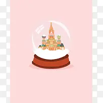 粉色水晶球俄罗斯海报背景材料
