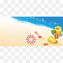 海边玩乐沙子卡通童趣星光黄色背景