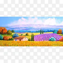 田园油画背景