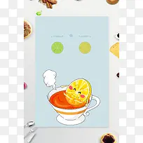 柠檬水夏日促销美食海报背景