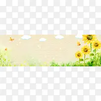 秋季换新季卡通手绘黄色花朵banner