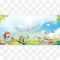 卡通儿童玩耍插画PSD分层