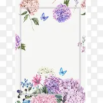 矢量水彩手绘淡雅清新花朵背景