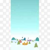 白色雪冬城矢量图片