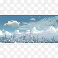 漫画城市风景背景图
