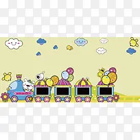 卡通扁平黄色banner背景