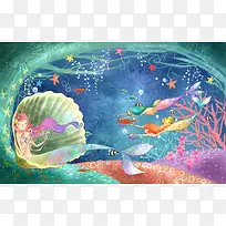 海底美人鱼自由游玩的童话世界