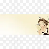 美容卡通灰色海报banner背景