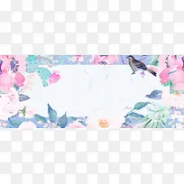 西式婚礼花卉小清新几何蓝色banner