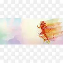 跑步手绘橙色banner