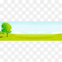 入秋促销卡通天高云淡banner海报