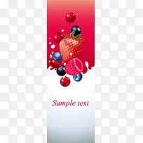 草莓蓝莓水果牛奶海报背景素材