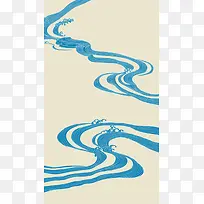 河流插画壁纸背景中国风简介h5素材背景