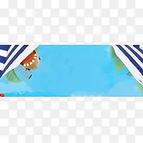 淘宝卡通手绘大海蓝色背景banner
