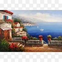地中海风景油画图片(1)