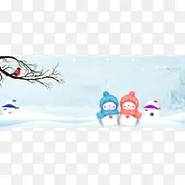 立冬雪人卡通小清新蓝色banner