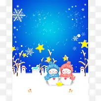 圣诞节冬日雪人插图背景