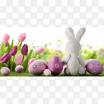 可爱兔子粉色复活节