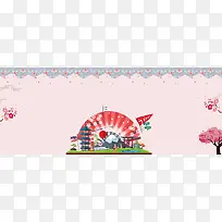 日本粉色矢量旅游樱花背景banner