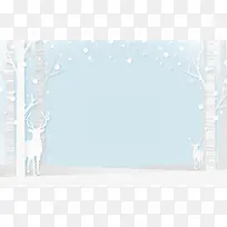 蓝色冬季麋鹿插画平面广告