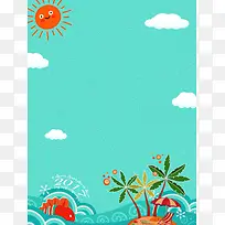 绿色矢量卡通夏季新品海报背景素材