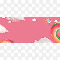 夏日上新童趣手绘粉色banner