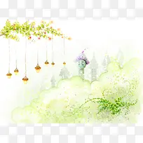 手绘绿色藤蔓背景