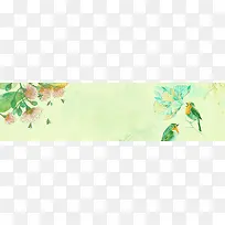 手绘花卉小鸟蜜蜂背景