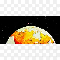 地球手绘卡通banner